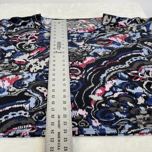 Frank Walder Womens Paisley Print 3/4 Sleeve Top Size 16 Multicolor Stretch Stud - Picture 9 of 9